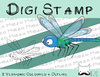 Digitaler Stempel, Digi Stamp Libelle, 2 Versionen: Outlines, in Farbe