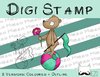 Digitaler Stempel, Digi Stamp Bär auf Ball 2 Versionen: Outlines, in Farbe