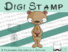 Digitaler Stempel, Digi Stamp Bär mit Torte, 2 Versionen: Outlines, in Farbe