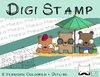 Digitaler Stempel, Digi Stamp Bären am Strand, 2 Versionen: Outlines, in Farbe