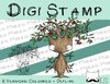 Digitaler Stempel, Digi Stamp Baum im Sommer, Jahreszeit, 2 Versionen: Outlines, in Farbe