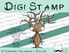 Digitaler Stempel, Digi Stamp Baum im Winter, Jahreszeit, 2 Versionen: Outlines, in Farbe