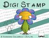Digitaler Stempel, Digi Stamp Blume , 2 Versionen: Outlines, in Farbe