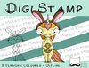 Digitaler Stempel, Digi Stamp Bunnyhorn, Oster-Einhorn, 2 Versionen: Outlines, in Farbe