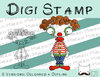 Digitaler Stempel, Digi Stamp Clown, 2 Versionen: Outlines, in Farbe
