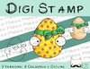 Digitaler Stempel, Digi Stamp Ei mit Schleife, 3 Versionen: Outlines, 2 in Farbe