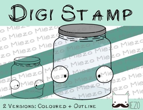 Digitaler Stempel, Digi Stamp Einmachglas, 2 Versionen: Outlines, in Farbe