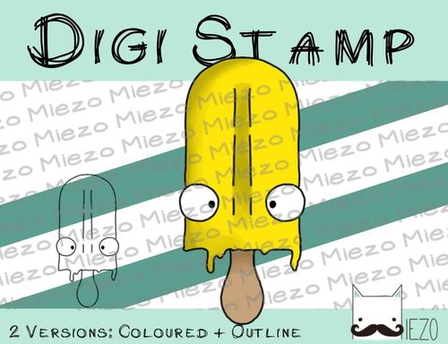 Digitaler Stempel, Digi Stamp Eis am Stiel, 2 Versionen: Outlines, in Farbe
