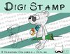 Digitaler Stempel, Digi Stamp Eisbär mit Sonnenschirm, 2 Versionen: Outlines, in Farbe
