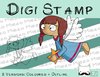 Digitaler Stempel, Digi Stamp Engel mit Stern, 2 Versionen: Outlines, in Farbe