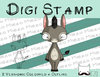 Digitaler Stempel, Digi Stamp Esel stehend, 2 Versionen: Outlines, in Farbe