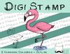 Digitaler Stempel, Digi Stamp Flamingo, 2 Versionen: Outlines, in Farbe