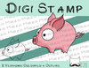 Digitaler Stempel, Digi Stamp Ferkel, 2 Versionen: Outlines, in Farbe