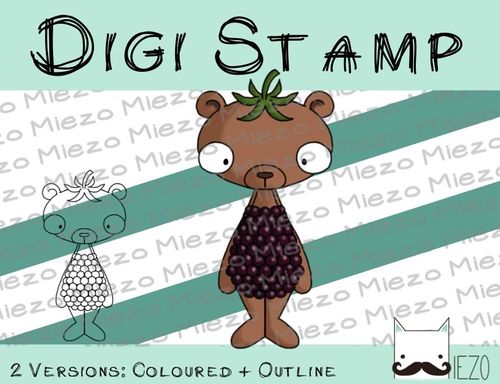 Digitaler Stempel, Digi Stamp Brombär, 2 Versionen: Outlines, in Farbe