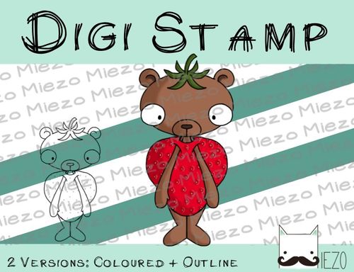 Digitaler Stempel, Digi Stamp Erdbär, 2 Versionen: Outlines, in Farbe