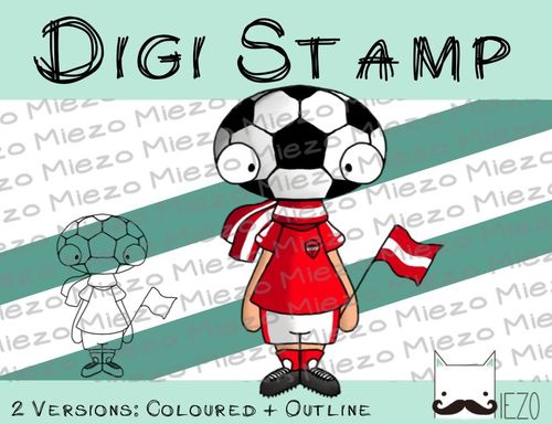 Digitaler Stempel, Digi Stamp Fußballfan Österreich, 2 Versionen: Outlines, in Farbe