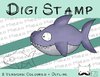 Digitaler Stempel, Digi Stamp Hai, 2 Versionen: Outlines, in Farbe