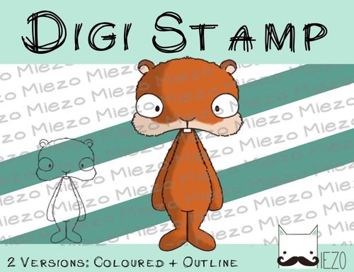 Digitaler Stempel, Digi Stamp Hamster, 2 Versionen: Outlines, in Farbe