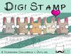 Digitaler Stempel, Digi Stamp Häschen mit Herzluftballon, 2 Versionen: Outlines, in Farbe
