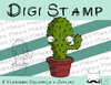 Digitaler Stempel, Digi Stamp Kaktus, 2 Versionen: Outlines, in Farbe