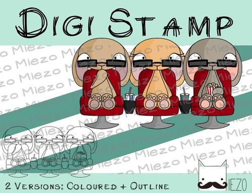 Digitaler Stempel, Digi Stamp Kinohasen, 2 Versionen: Outlines, in Farbe
