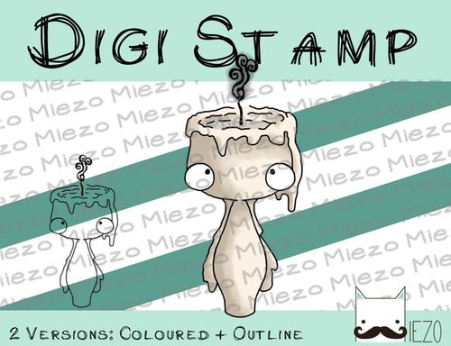 Digitaler Stempel, Digi Stamp Kerze ohne Flamme, 2 Versionen: Outlines, in Farbe
