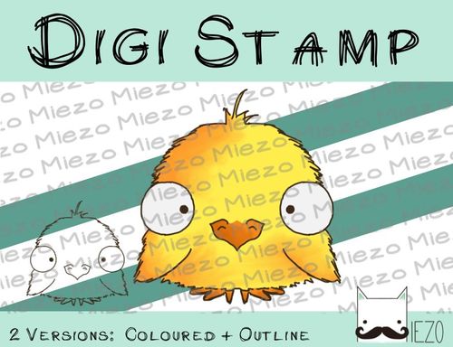 Digitaler Stempel, Digi Stamp Küken, 2 Versionen: Outlines, in Farbe