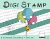 Digitaler Stempel, Digi Stamp Luftballons, 2 Versionen: Outlines, in Farbe