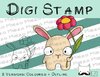 Digitaler Stempel, Digi Stamp Mini-Hase mit Blume, 2 Versionen: Outlines, in Farbe