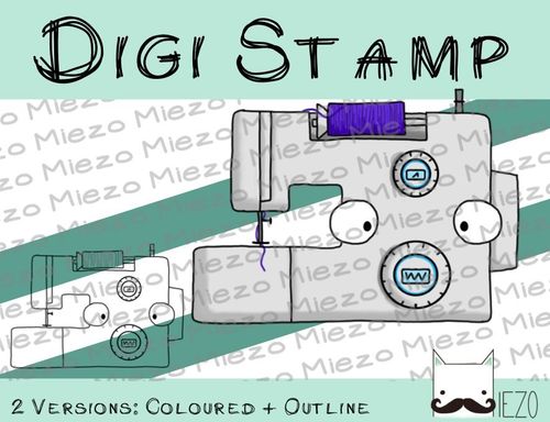 Digitaler Stempel, Digi Stamp Nähmaschine, 2 Versionen: Outlines, in Farbe