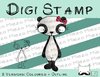 Digitaler Stempel, Digi Stamp Panda-Mädchen, 2 Versionen: Outlines, in Farbe