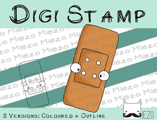 Digitaler Stempel, Digi Stamp Pflaster, 2 Versionen: Outlines, in Farbe