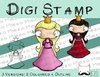 Digitaler Stempel, Digi Stamp Prinzessin, 2 Versionen: Outlines, in Farbe