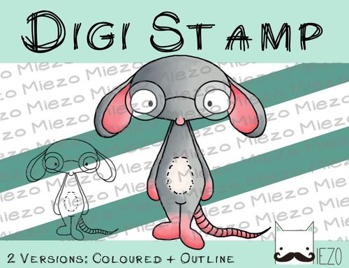 Digitaler Stempel, Digi Stamp Leseratte, 2 Versionen: Outlines, in Farbe
