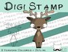Digitaler Stempel, Digi Stamp Rentier, 2 Versionen: Outlines, in Farbe
