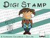 Digitaler Stempel, Digi Stamp Schuljunge, 2 Versionen: Outlines, in Farbe