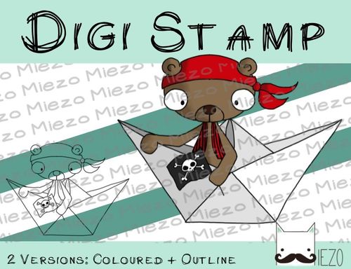 Digitaler Stempel, Digi Stamp Seebär, 2 Versionen: Outlines, in Farbe