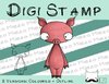 Digitaler Stempel, Digi Stamp Schwein, 2 Versionen: Outlines, in Farbe