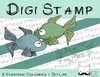 Digitaler Stempel, Digi Stamp Fische (Sternzeichen), 2 Versionen: Outlines, in Farbe
