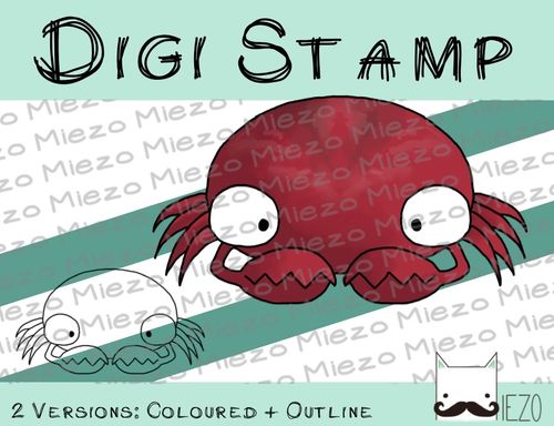 Digitaler Stempel, Digi Stamp Krebs (Sternzeichen), 2 Versionen: Outlines, in Farbe