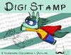 Digitaler Stempel, Digi Stamp Superhorn, Superhelden-Einhorn, 2 Versionen: Outlines, in Farbe