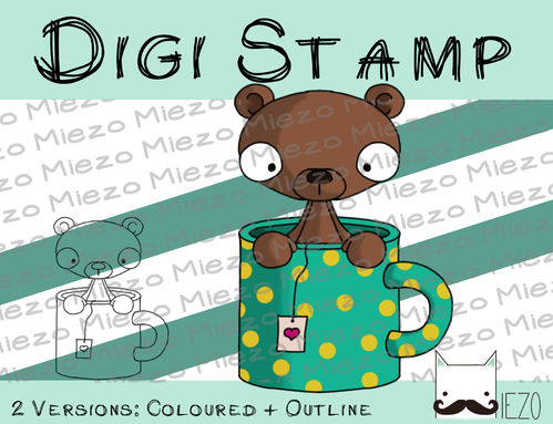 Digitaler Stempel, Digi Stamp TEEdybär, 2 Versionen: Outlines, in Farbe