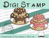 Digitaler Stempel, Digi Stamp Torte, 3 Versionen: Outlines, 2 in Farbe