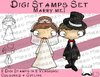 2 Digitale Stempel, Digi Stamps Set Brautpaar 2 Versionen: Outlines, in Farbe