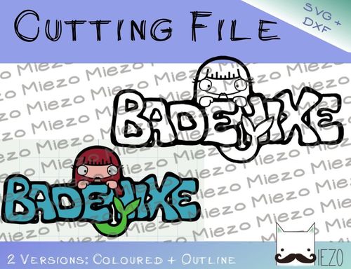 Badenixe - Plotterdatei, SVG, DXF, Schneidedatei, 2 Versionen: farbig, Outlines