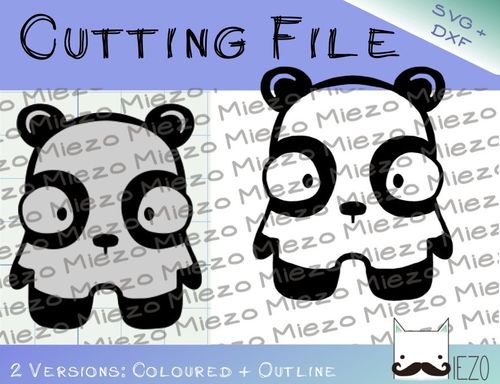 Mini-Panda - Plotterdatei, SVG, DXF, Schneidedatei, 2 Versionen: farbig, Outlines