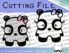 Mini-Pandamädchen - Plotterdatei, SVG, DXF, Schneidedatei, 2 Versionen: farbig, Outlines