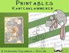 Printables Kantenklammerer Hase, 2 Versionen: Outlines, in Farbe