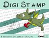 Digitaler Stempel, Digi Stamp Drache mit Herz, 2 Versionen: Outlines, in Farbe
