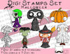 Digi Stamps Set Halloween, je 2 Versionen: Outlines, in Farbe